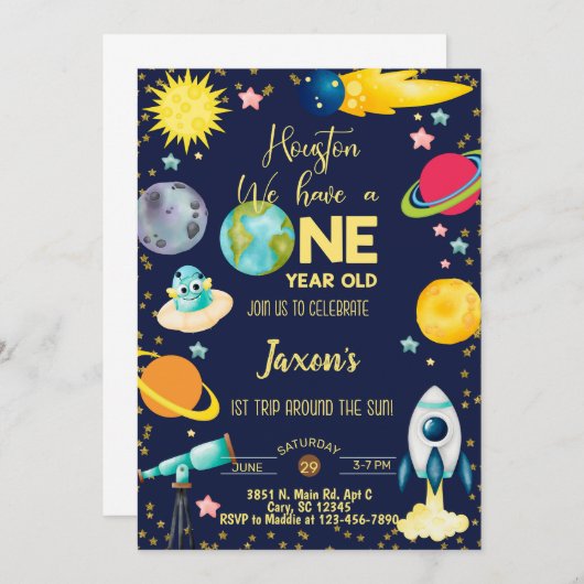 Ruimtactische jongen, eerste uitnodiging voor de e (Voorkant / Achterkant)