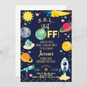 Ruimtactische jongen verjaardagsuitnodiging. kaart (Voorkant / Achterkant)