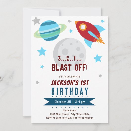 Ruimte 1e verjaardag kaart (Voorkant)