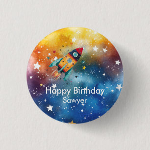 Ruimte 1e verjaardagsfeestje eerste reis rond de z ronde button 3,2 cm