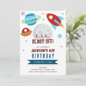 Ruimte 4e verjaardag kaart (Staand voorkant)