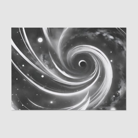 Ruimte Abstract Zwart-wit Tissuepapier (Voorkant)