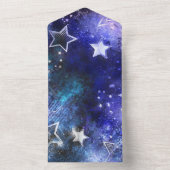 Ruimte-achtergrond met sterren all in one uitnodiging (Binnen)