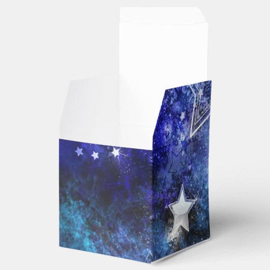 Ruimte-achtergrond met sterren bedankdoosjes (Geopend)