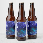 Ruimte-achtergrond met sterren bier etiket (Flessen)