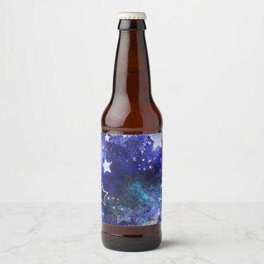 Ruimte-achtergrond met sterren bier etiket (Voorkant)