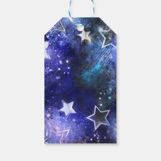 Ruimte-achtergrond met sterren cadeaulabel (Achterkant)