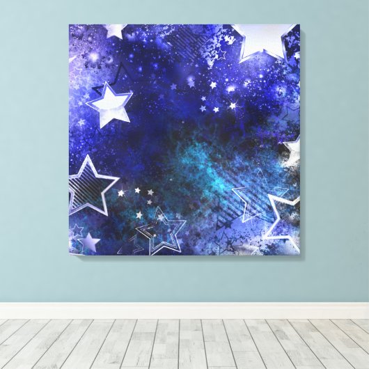 Ruimte-achtergrond met sterren canvas afdruk (Insitu (Houten vloer))