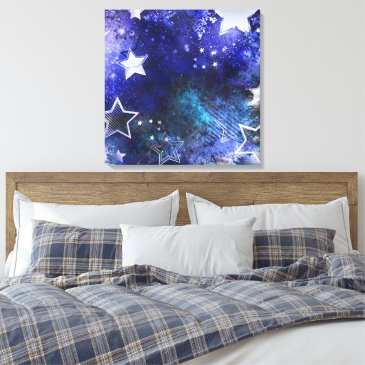 Ruimte-achtergrond met sterren canvas afdruk (Insitu (Slaapkamer))