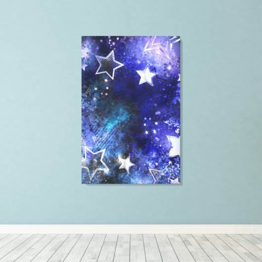 Ruimte-achtergrond met sterren canvas afdruk (Insitu (Houten vloer))