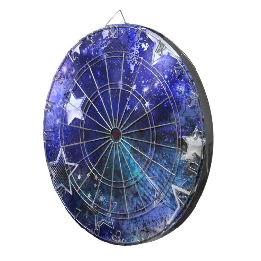 Ruimte-achtergrond met sterren dartbord (Voorkant Rechts)