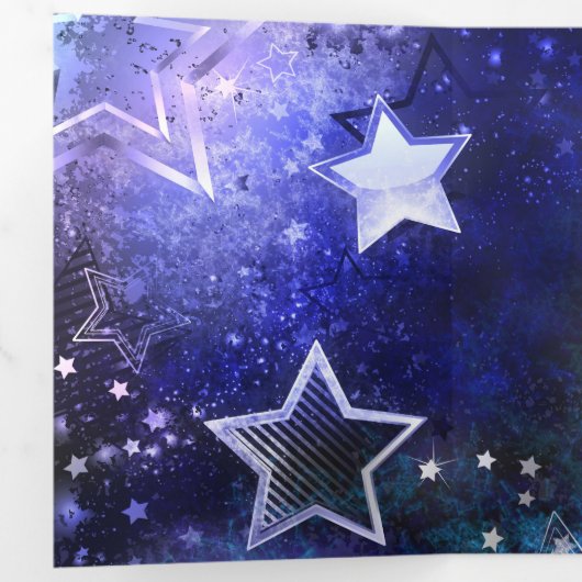 Ruimte-achtergrond met sterren drieluik uitnodiging (Binnenzijde eerst)