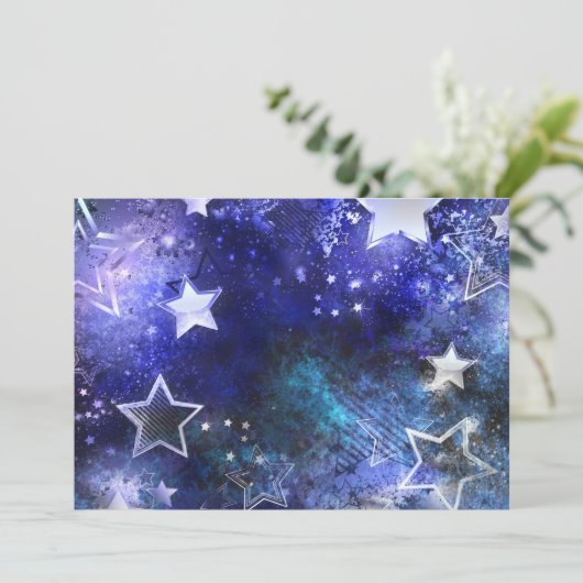 Ruimte-achtergrond met sterren feestdagenkaart (Staand voorkant)