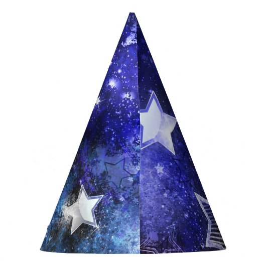 Ruimte-achtergrond met sterren feesthoedjes (Achterkant)