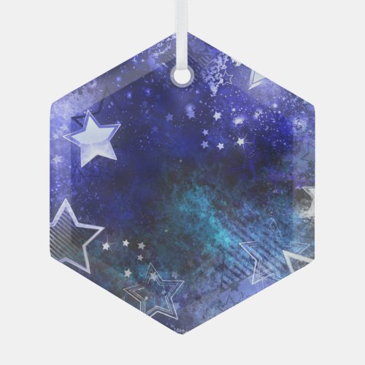 Ruimte-achtergrond met sterren glas ornament (Voorkant)