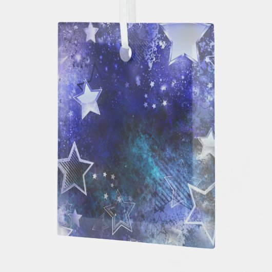 Ruimte-achtergrond met sterren glas ornament (Voorkant links)