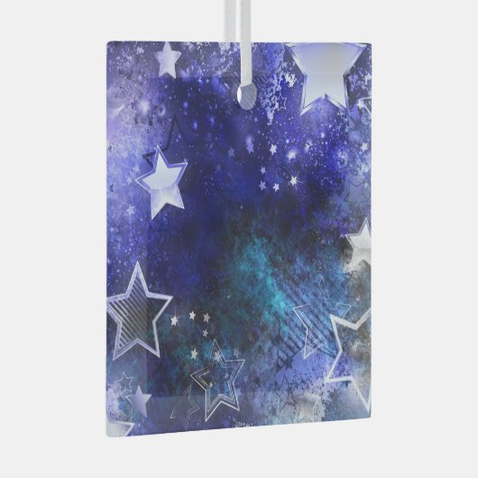 Ruimte-achtergrond met sterren glas ornament (Voorkant Rechts)