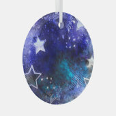 Ruimte-achtergrond met sterren glas ornament (Voorkant Rechts)