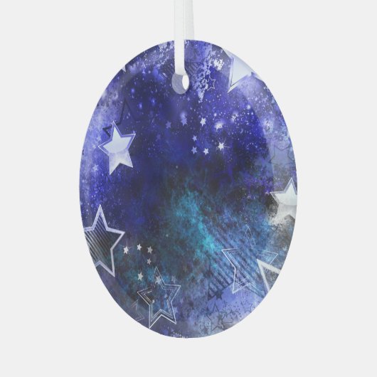 Ruimte-achtergrond met sterren glas ornament (Voorkant links)