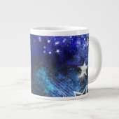 Ruimte-achtergrond met sterren grote koffiekop (Voorkant rechts)