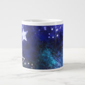 Ruimte-achtergrond met sterren grote koffiekop (Voorkant)