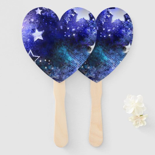 Ruimte-achtergrond met sterren handwaaier (Voorkant en achterkant)