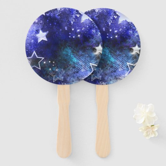 Ruimte-achtergrond met sterren handwaaier (Voorkant en achterkant)