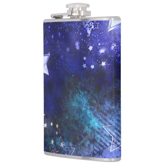 Ruimte-achtergrond met sterren heupfles (Links)