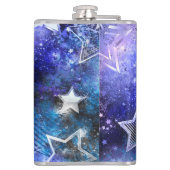 Ruimte-achtergrond met sterren heupfles (Achterkant)