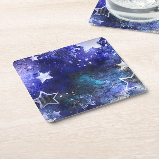 Ruimte-achtergrond met sterren kartonnen onderzetters (Schuin)