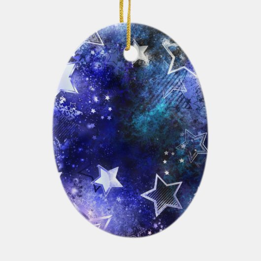 Ruimte-achtergrond met sterren keramisch ornament (Achterkant)