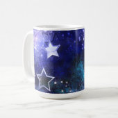 Ruimte-achtergrond met sterren koffiemok (Voorkant links)
