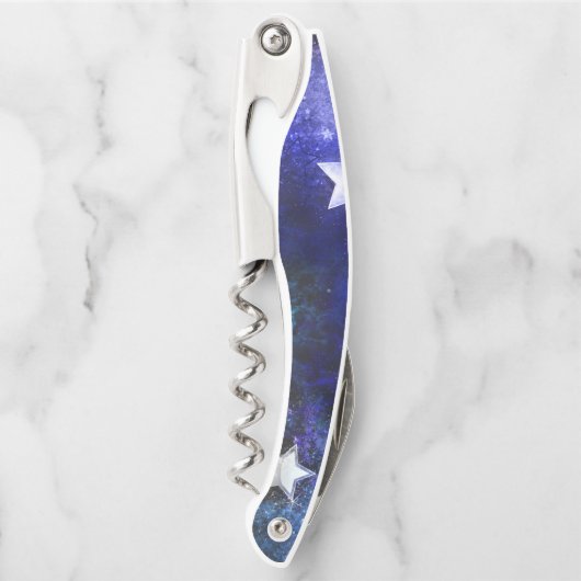 Ruimte-achtergrond met sterren kurkentrekker (Voorkant)