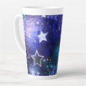 Ruimte-achtergrond met sterren latte mok (Linkerhoek)