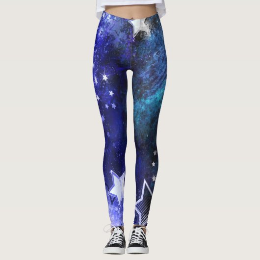 Ruimte-achtergrond met sterren leggings (Voorkant)