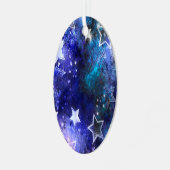 Ruimte-achtergrond met sterren metalen ornament (Voorkant links)