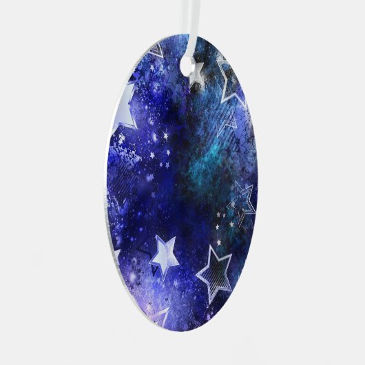 Ruimte-achtergrond met sterren metalen ornament (Voorkant Rechts)