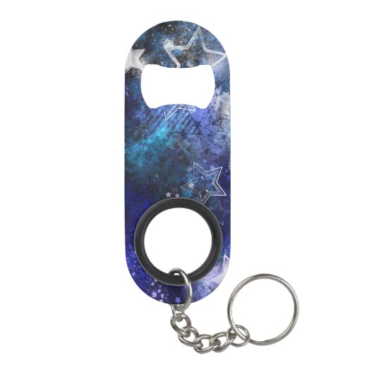 Ruimte-achtergrond met sterren mini flessenopener (Achterkant)