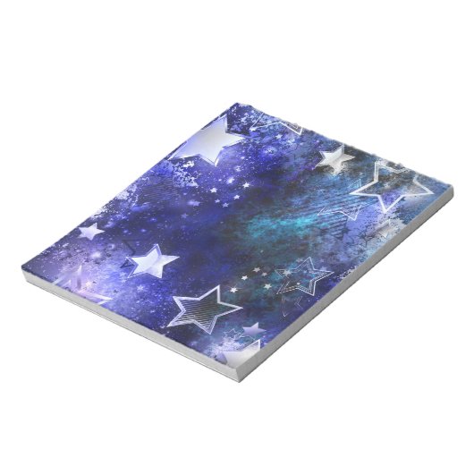 Ruimte-achtergrond met sterren notitieblok (Linkerzijde)