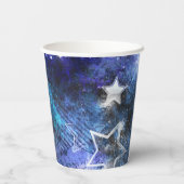 Ruimte-achtergrond met sterren papieren bekers (Achterkant)