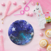 Ruimte-achtergrond met sterren papieren bordje (Feest)