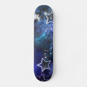 Ruimte-achtergrond met sterren persoonlijk skateboard