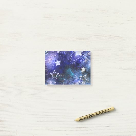 Ruimte-achtergrond met sterren post-it® notes (Op bureau)