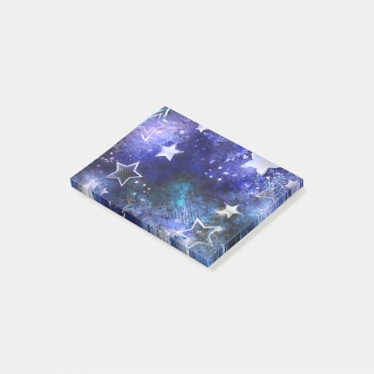 Ruimte-achtergrond met sterren post-it® notes (Schuin)