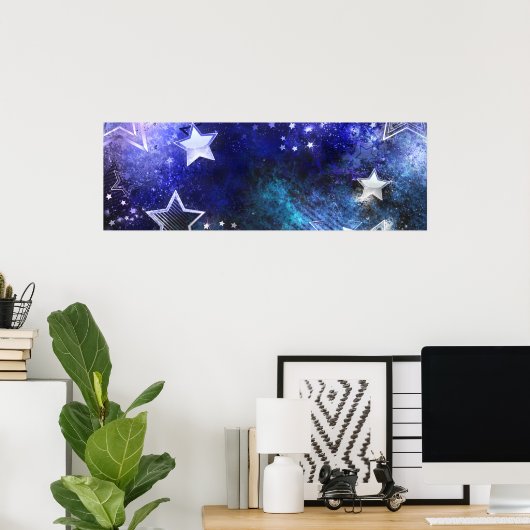 Ruimte-achtergrond met sterren poster (Thuiskantoor)