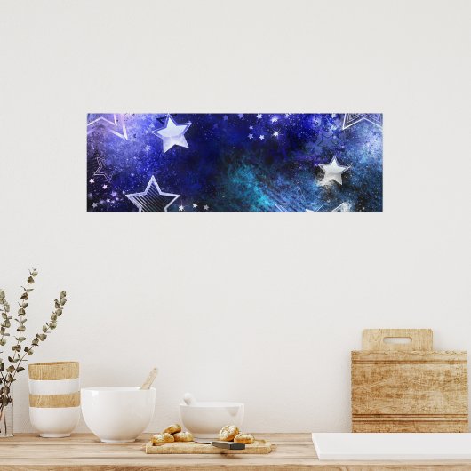 Ruimte-achtergrond met sterren poster (Keuken)