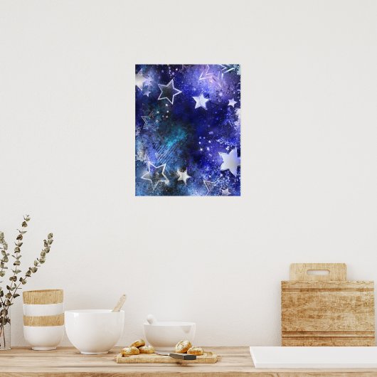 Ruimte-achtergrond met sterren poster (Keuken)