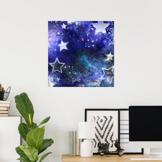 Ruimte-achtergrond met sterren poster (Thuiskantoor)