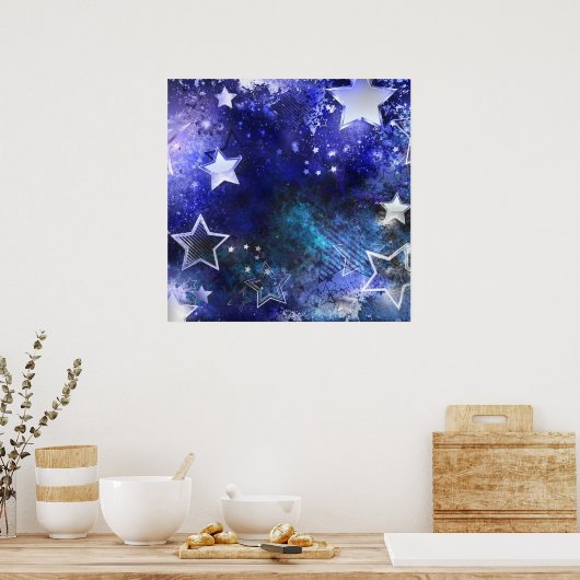 Ruimte-achtergrond met sterren poster (Keuken)