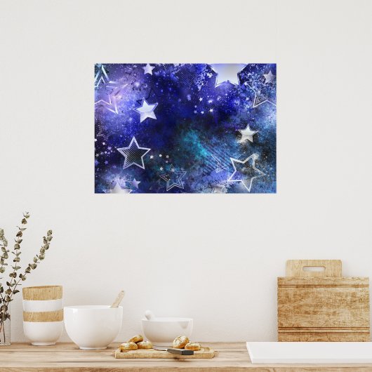 Ruimte-achtergrond met sterren poster (Keuken)